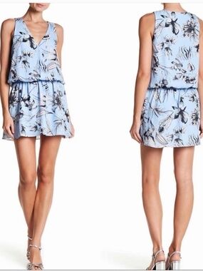 Parker Wrap Front Light Blue Floral Dress